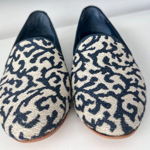 Jon Josef "Gatsby" Loafer Slipper in Blue and Ivory Coral Design SZ 9 - Picture 4 of 8